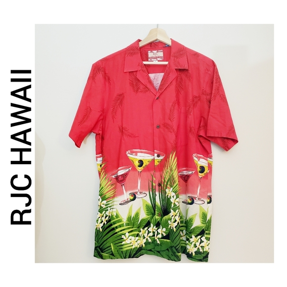 RJC Other - RJC Hawaiian Shirt Men's Size Large Martini Red Made in USA